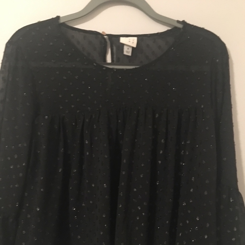 A. new. day sparkling sheer dot /bell sleeve tunic